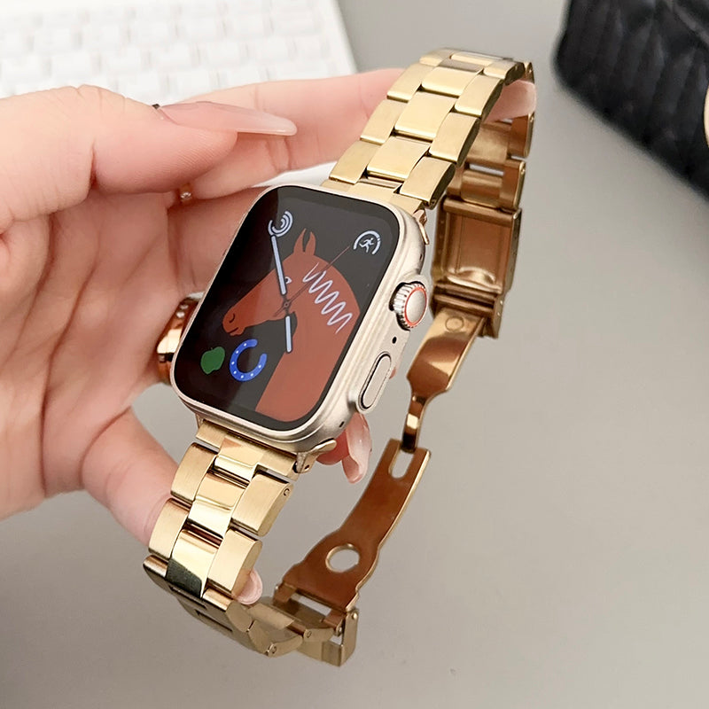 For Apple Watch Ultra 2 Ultra 49mm / Series 9 8 7 45mm / SE (2023) SE (2022) SE 6 5 4 44mm / 3 2 1 42mm Watch Strap 3-Bead - Silver For Apple Watch Ultra 2 Ultra 49mm / Series 9 8 7 45mm / SE (2023) SE (2022) SE 6 5 4 44mm / 3 2 1 42mm Watch Strap 3-Bead - Silver